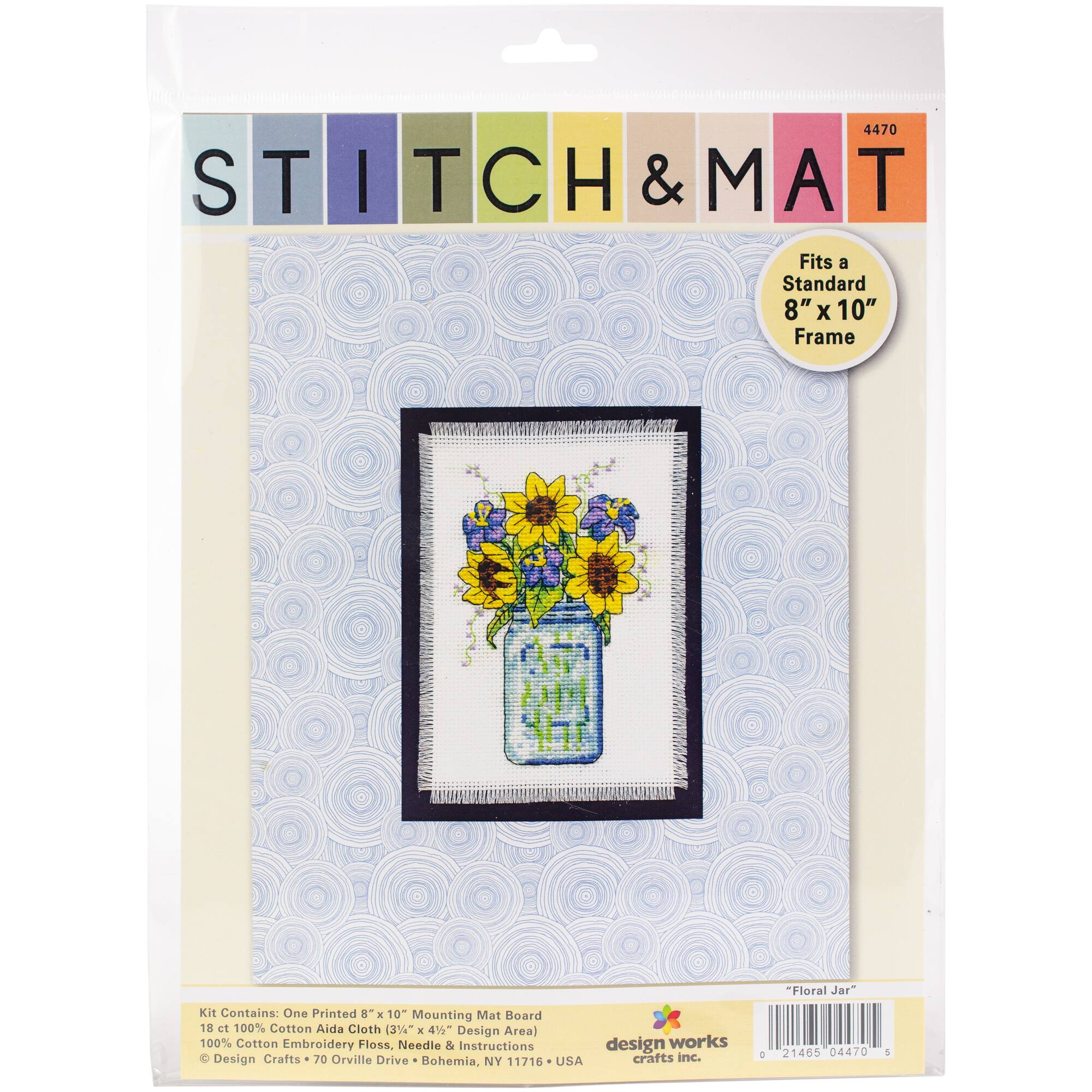 Design Works™ Stitch & Mat Floral Jar Counted Cross Stitch Kit
